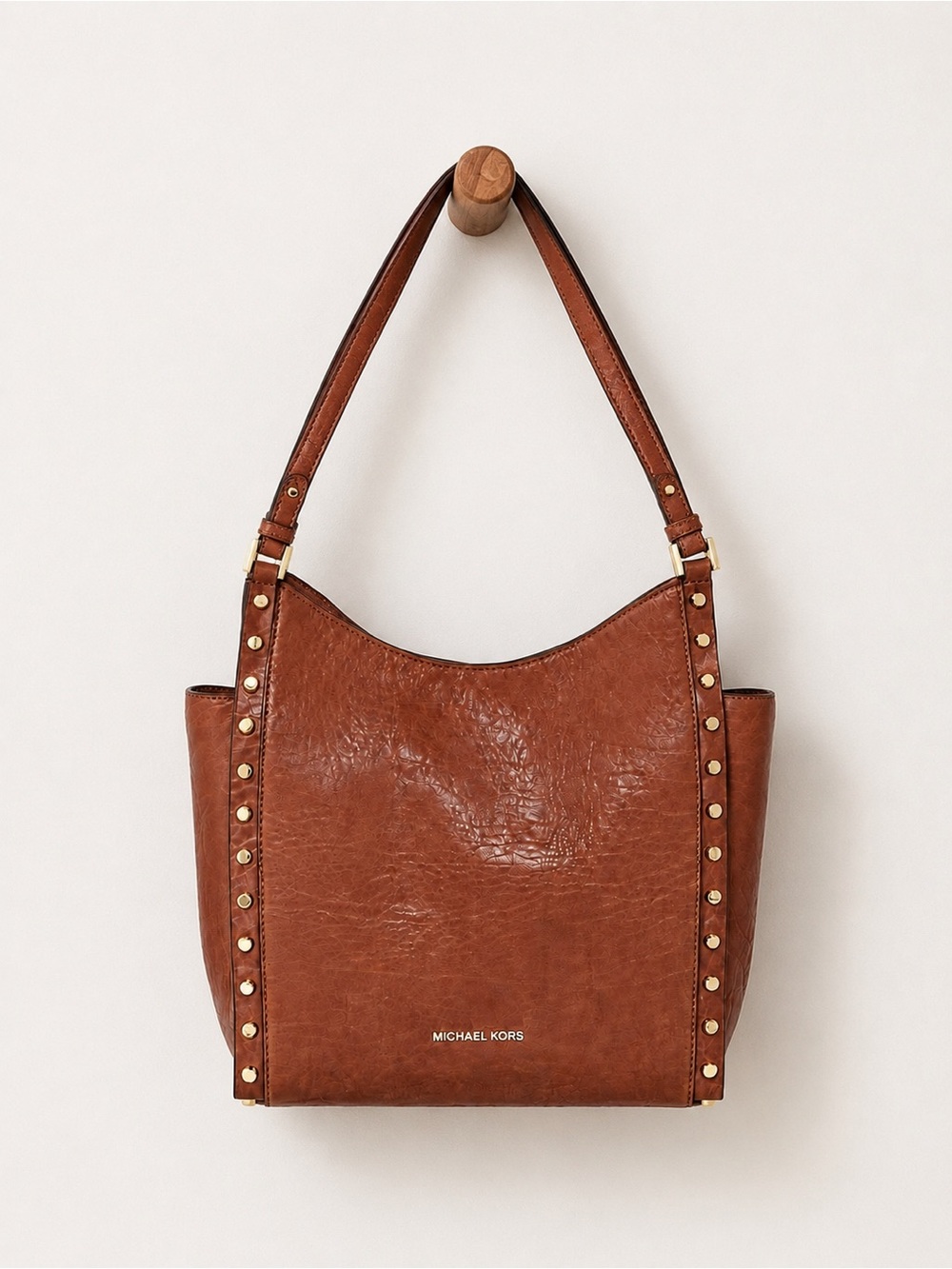 NWT Michael Kors Newbury Leather Studded Medium Shoulder Tote Bag Leather Purse